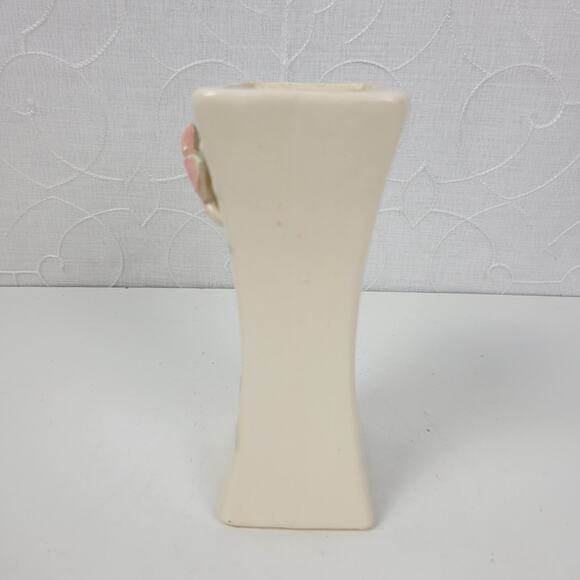 Vintage McCoy Pottery Blossom Time Flower Vase 6.5" Cream Pink 3D Art - Picture 10 of 16